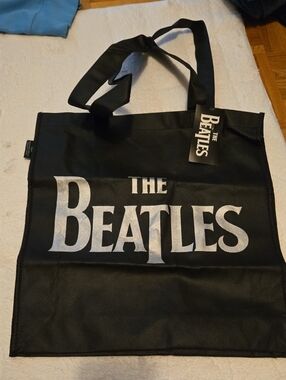 The Beatles Black Tote Bag with White Logo